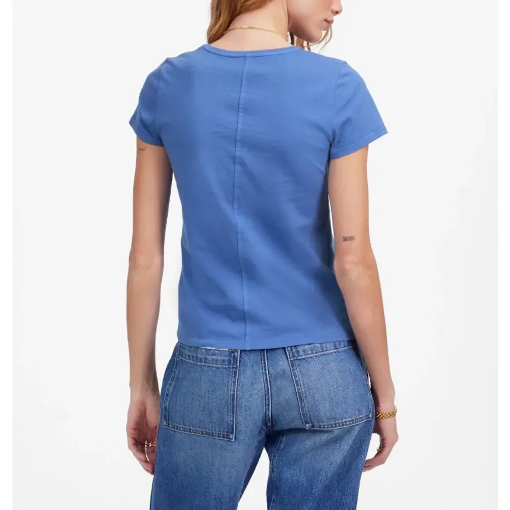 Madewell Essential Slim Tee WMNS XL Delphinium Blue Lightweight Cotton Crewneck